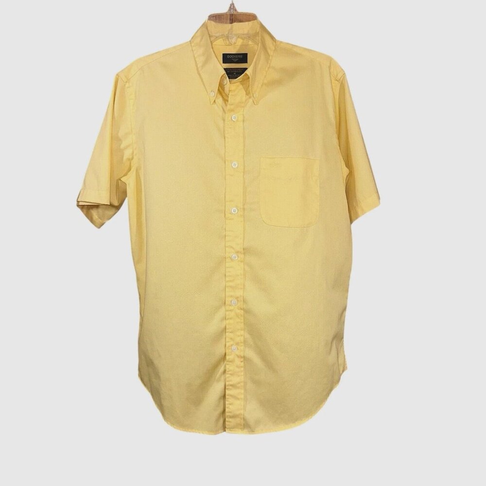 Dockers Vanilla Yellow Cotton Shirt M  No Wrinkle  Coastal Chic Summer Staple